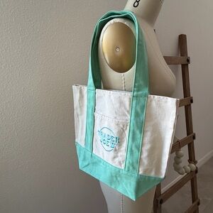 Trader Joe's Limited Edition Pastel Mini Mint Green Canvas Tote Bag